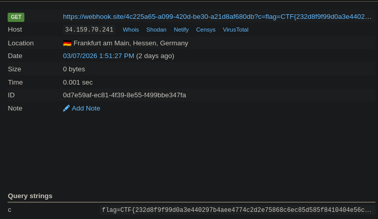 Webhook exfiltration